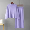 Fall 2024 Women Clothes Women's Custom Cotton Loungewear Ribbed Knitted 2 Two Piece Set Knit Hoodie Sweater Pant Suit for Women