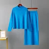 Fall 2024 Women Clothes Women's Custom Cotton Loungewear Ribbed Knitted 2 Two Piece Set Knit Hoodie Sweater Pant Suit for Women