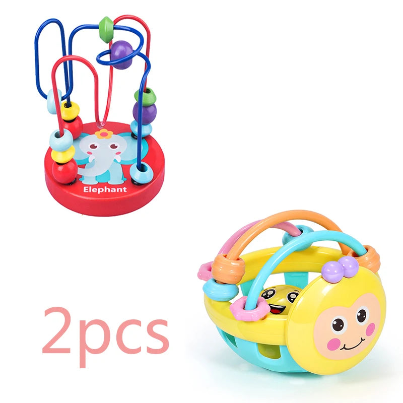 Montessori Wooden Toys Wooden Circles Bead Wire Maze Roller Coaster Toys Educational Wood Puzzles Boys Girls Kid Toy 6 Months