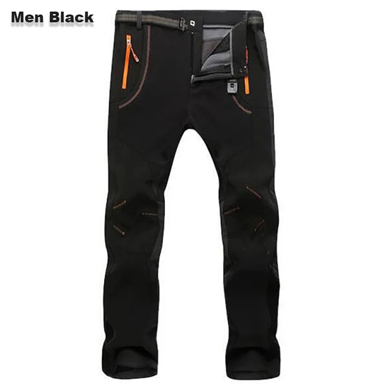 LNGXO Thick Warm Fleece Hiking Pants Men Winter Waterproof Windproof Outdoor  Camping Ski Pants