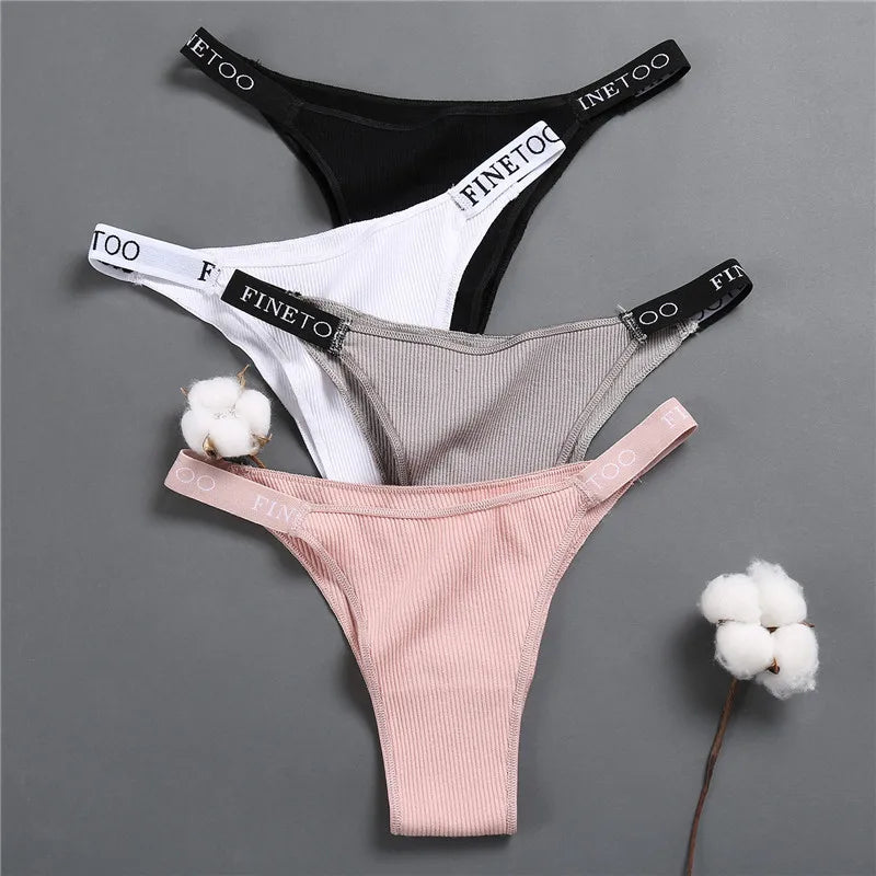 5PCS/Set Sexy Lingerie Women Cotton Panties Finetoo Letter