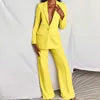 2025 European American Fashion Women's Elegant Blazer Suit Set Cross-Border Spring Autumn Slim Lapel Cardigan Button Decoration