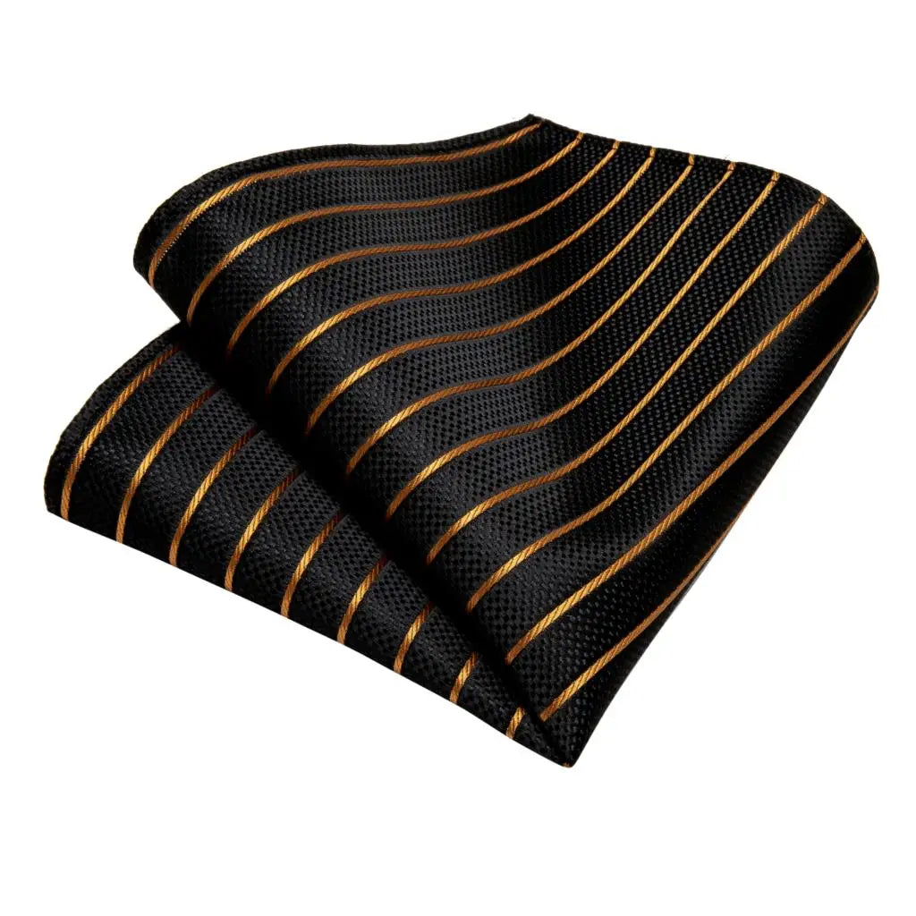 Gold Black Striped Silk Neck Ties
