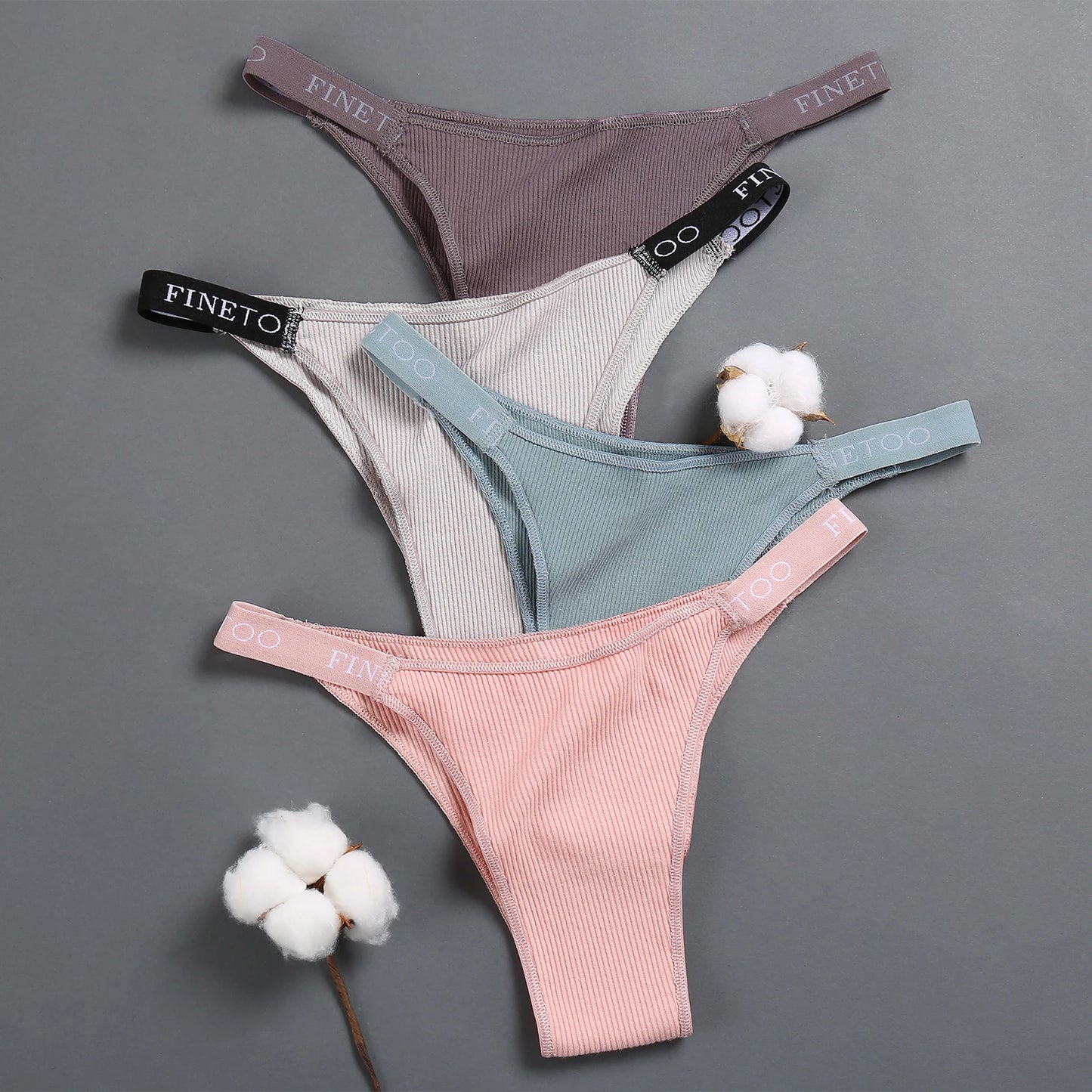 5PCS/Set Sexy Lingerie Women Cotton Panties Finetoo Letter