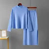 Fall 2024 Women Clothes Women's Custom Cotton Loungewear Ribbed Knitted 2 Two Piece Set Knit Hoodie Sweater Pant Suit for Women