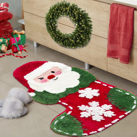 Hot Christmas Shaped Carpet Wear-resistant Coffee Table Mat for Living Room Easy to Maintain Bedroom Bedside Carpet