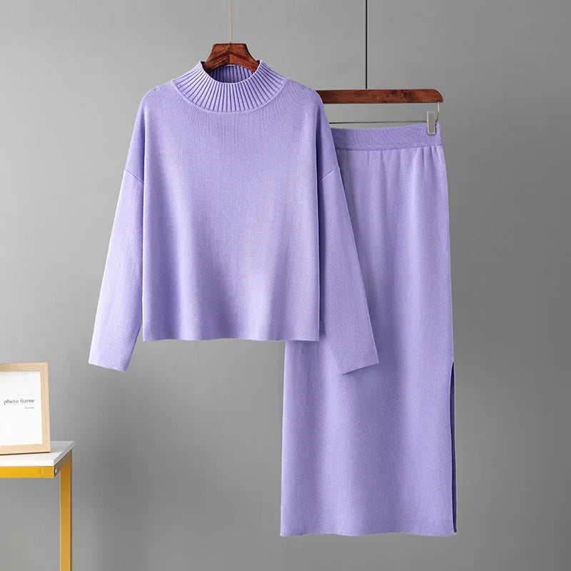 Fall 2024 Women Clothes Women's Custom Cotton Loungewear Ribbed Knitted 2 Two Piece Set Knit Hoodie Sweater Pant Suit for Women