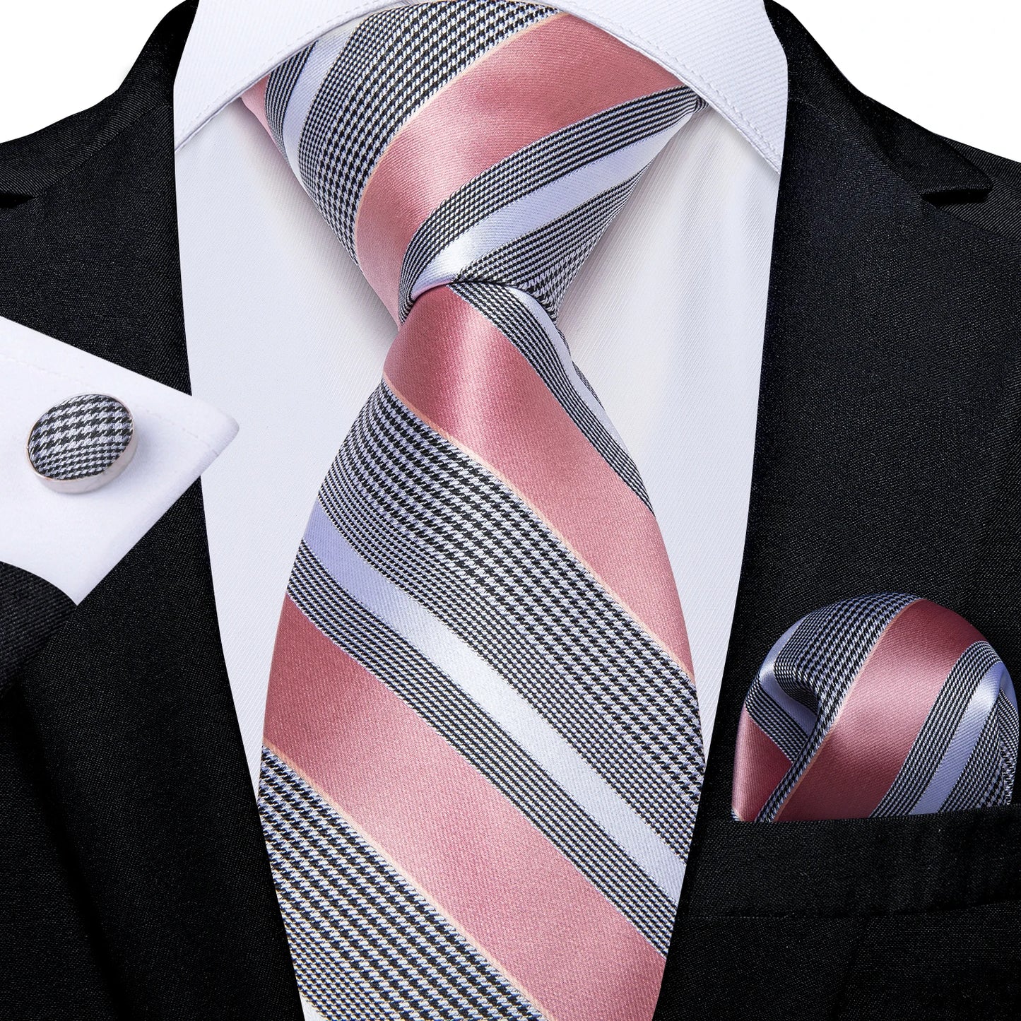 Gold Black Striped Silk Neck Ties