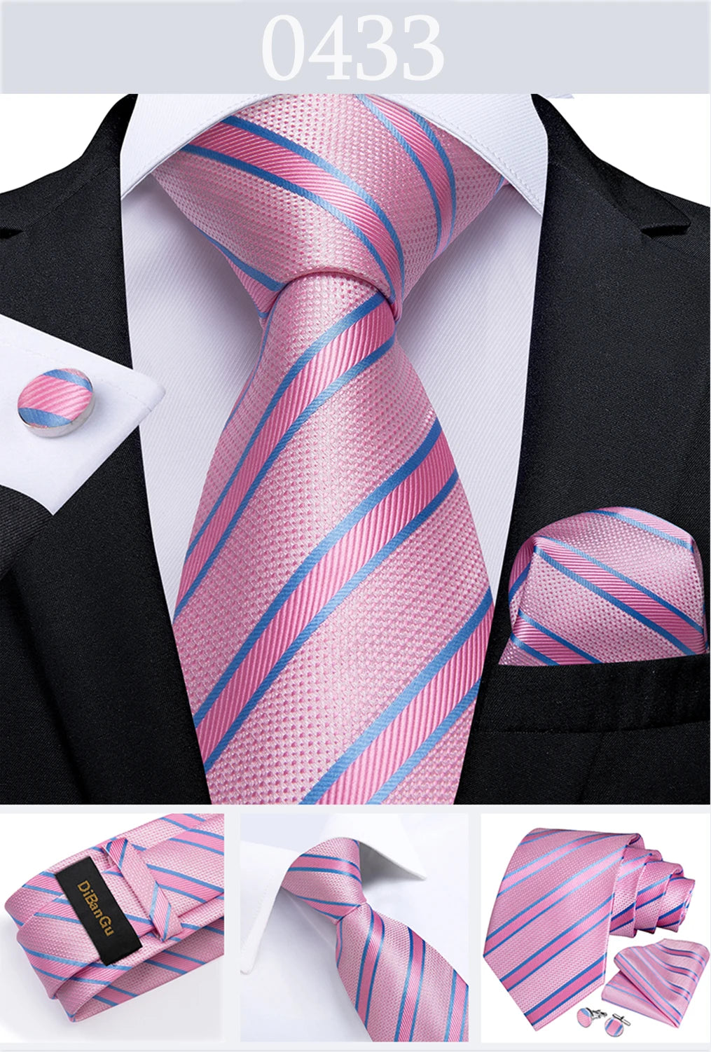 Gold Black Striped Silk Neck Ties