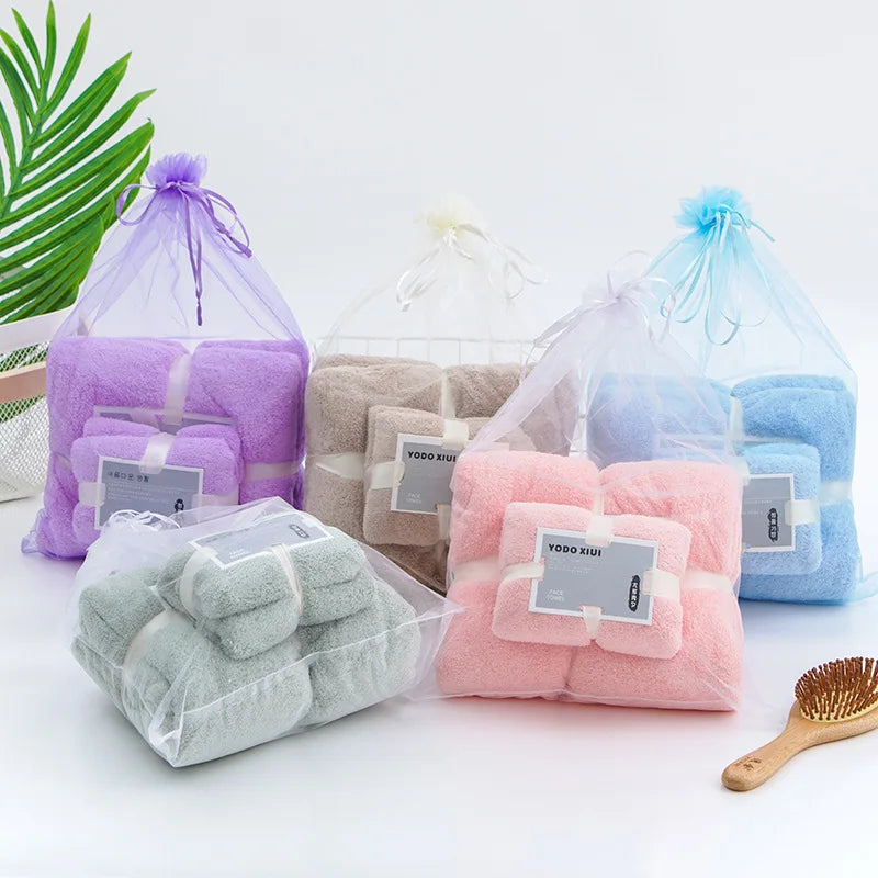Factory Wholesale Coral Fleece Microfiber Hand Absorbent High Quality Baby Cartoon  Hotel Bath Towels Sets