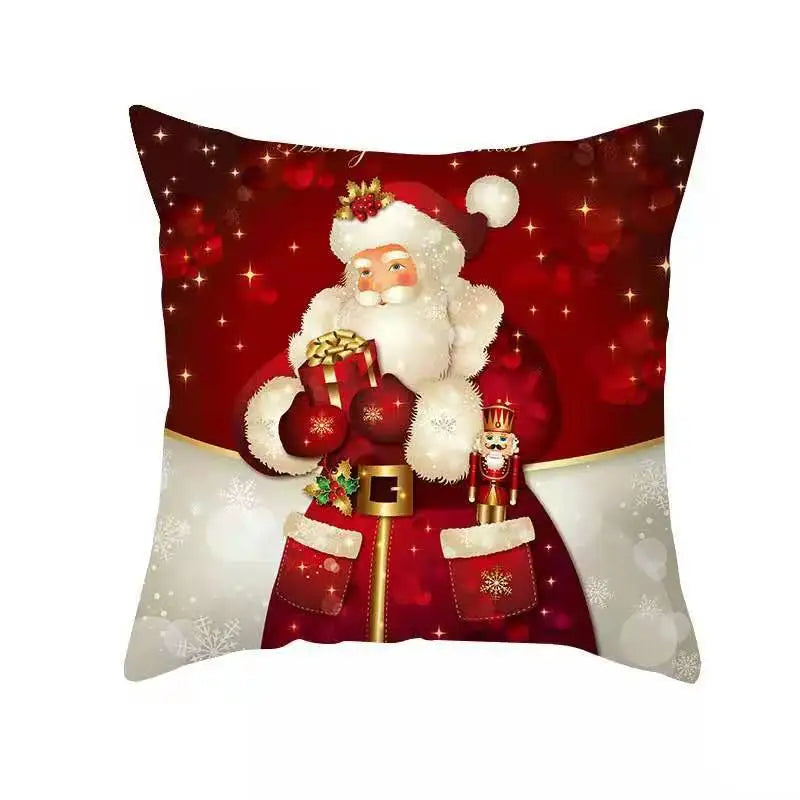 NewPillow Cover, Christmas Plaid Letter Santa Claus Print Square Pillowcase Pillow Accessories for Living Room Bedroom