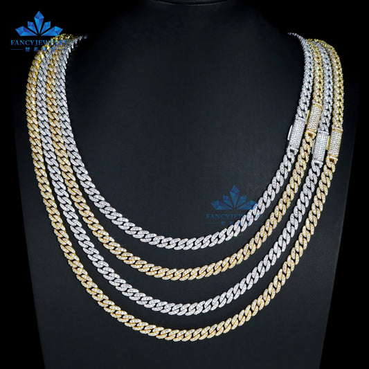 Hot Selling 6MM Necklace 925 Sterling Silver Wholesale Price Iced Out VVS Moissanite Diamond Jewelry Hip Hop Cuban Link Chain
