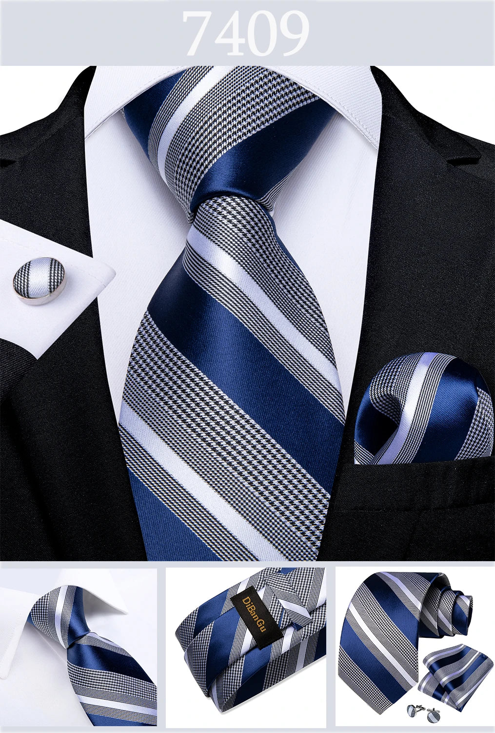Gold Black Striped Silk Neck Ties