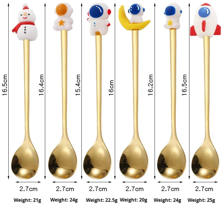 Christmas Tableware Santa Elk Doll Dessert Spoons Fork 2pcs Set One Gift Set Box