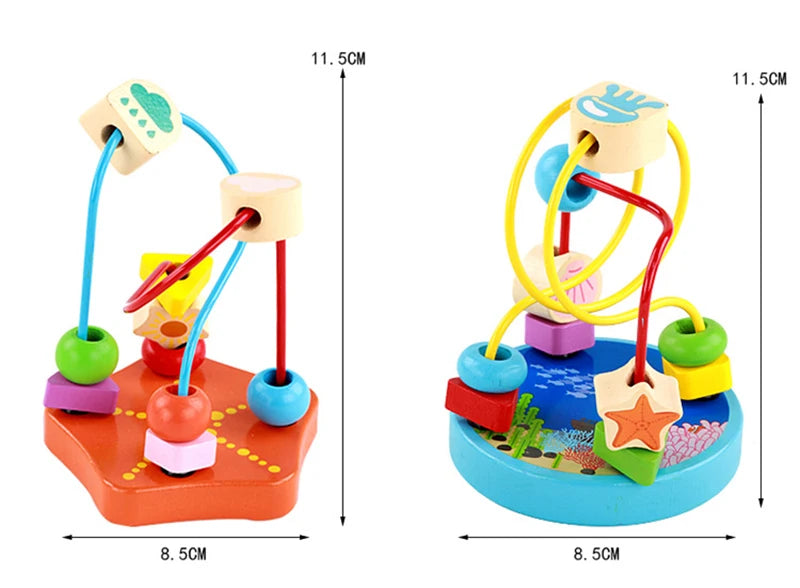 Montessori Wooden Toys Wooden Circles Bead Wire Maze Roller Coaster Toys Educational Wood Puzzles Boys Girls Kid Toy 6 Months