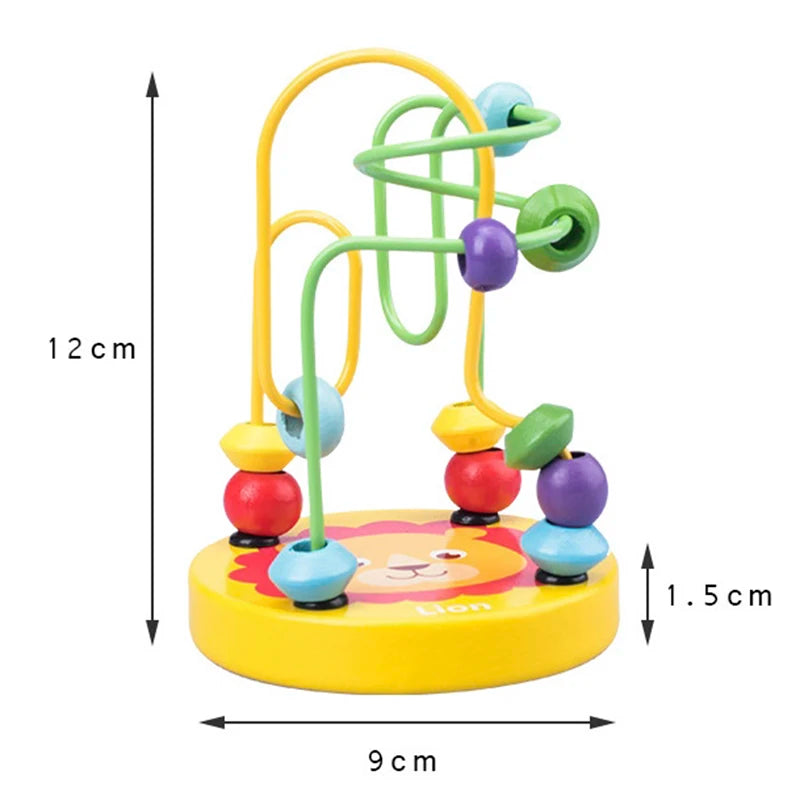 Montessori Wooden Toys Wooden Circles Bead Wire Maze Roller Coaster Toys Educational Wood Puzzles Boys Girls Kid Toy 6 Months