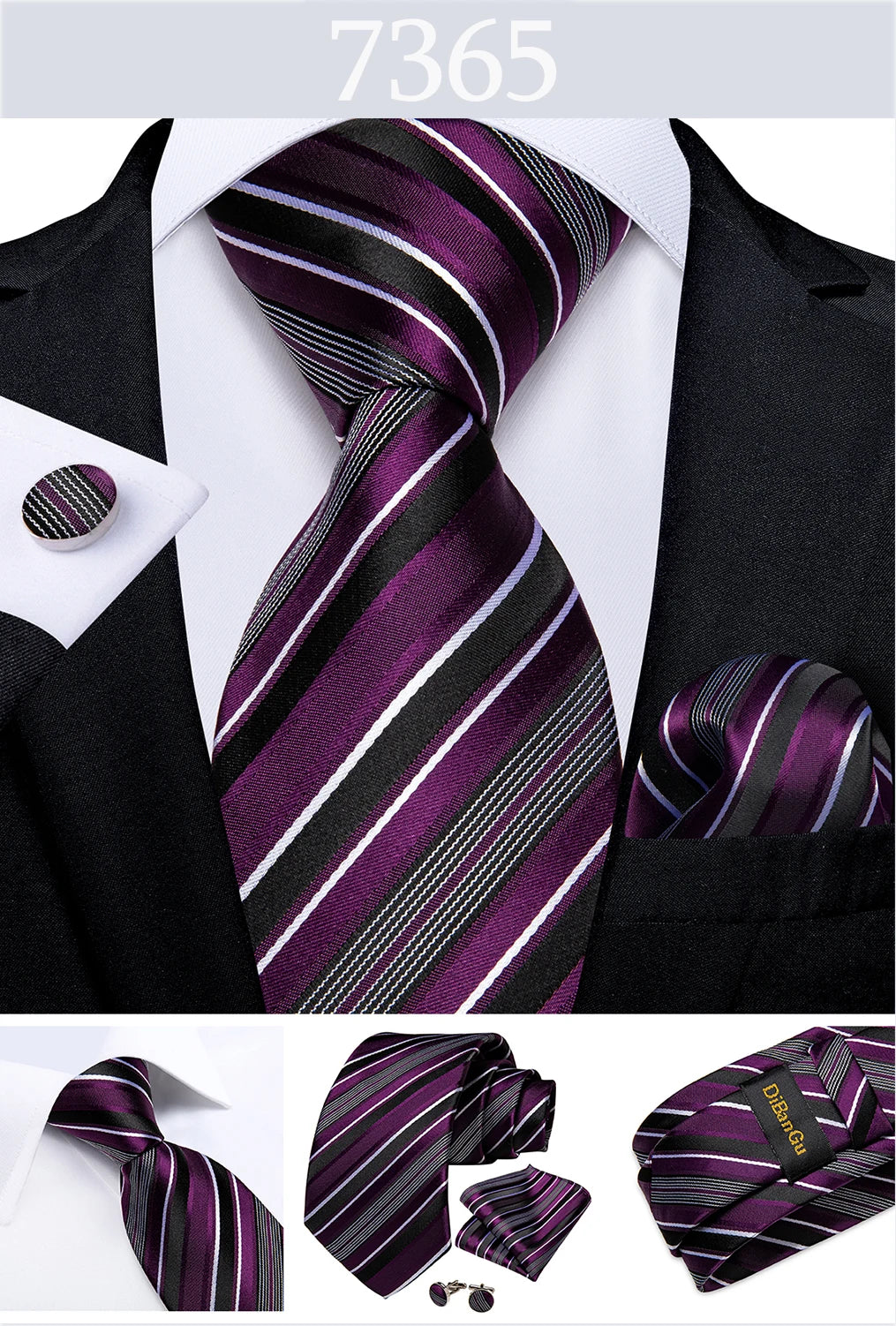 Gold Black Striped Silk Neck Ties