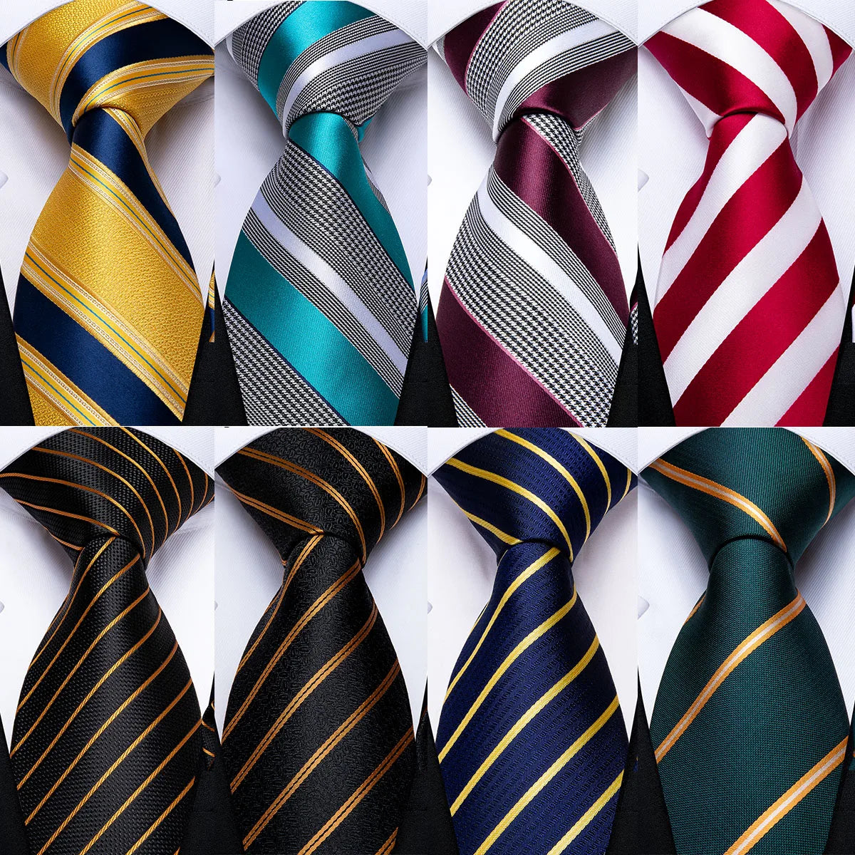 Gold Black Striped Silk Neck Ties