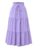 Vintagew Skirts European American Printed Elastic Waistband Empire A Line Bohemian Holiday Fashion Sweet Skirt