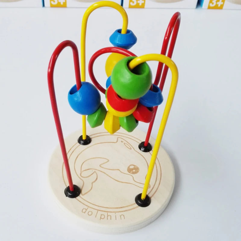 Montessori Wooden Toys Wooden Circles Bead Wire Maze Roller Coaster Toys Educational Wood Puzzles Boys Girls Kid Toy 6 Months