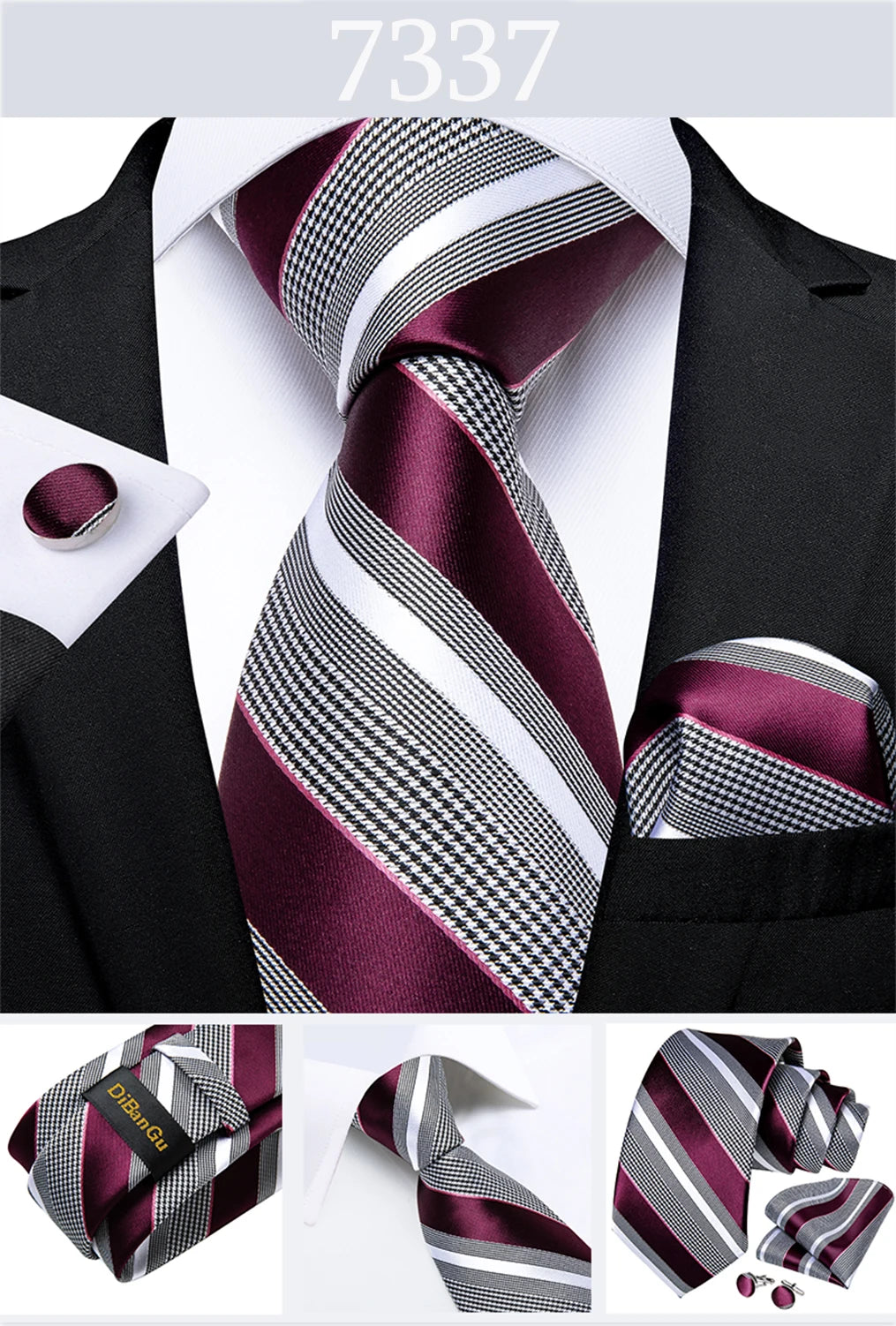 Gold Black Striped Silk Neck Ties