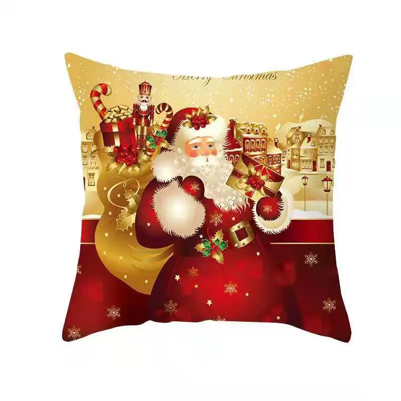 NewPillow Cover, Christmas Plaid Letter Santa Claus Print Square Pillowcase Pillow Accessories for Living Room Bedroom