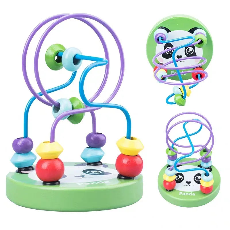 Montessori Wooden Toys Wooden Circles Bead Wire Maze Roller Coaster Toys Educational Wood Puzzles Boys Girls Kid Toy 6 Months