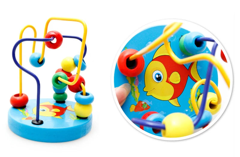 Montessori Wooden Toys Wooden Circles Bead Wire Maze Roller Coaster Toys Educational Wood Puzzles Boys Girls Kid Toy 6 Months