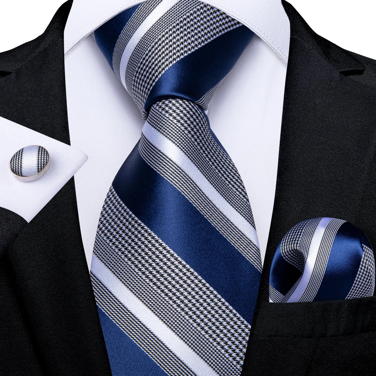 Gold Black Striped Silk Neck Ties
