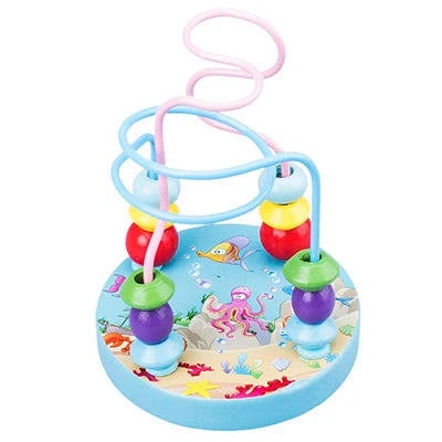 Montessori Wooden Toys Wooden Circles Bead Wire Maze Roller Coaster Toys Educational Wood Puzzles Boys Girls Kid Toy 6 Months