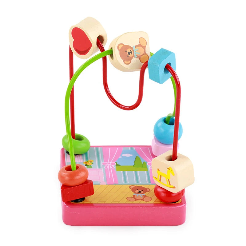 Montessori Wooden Toys Wooden Circles Bead Wire Maze Roller Coaster Toys Educational Wood Puzzles Boys Girls Kid Toy 6 Months