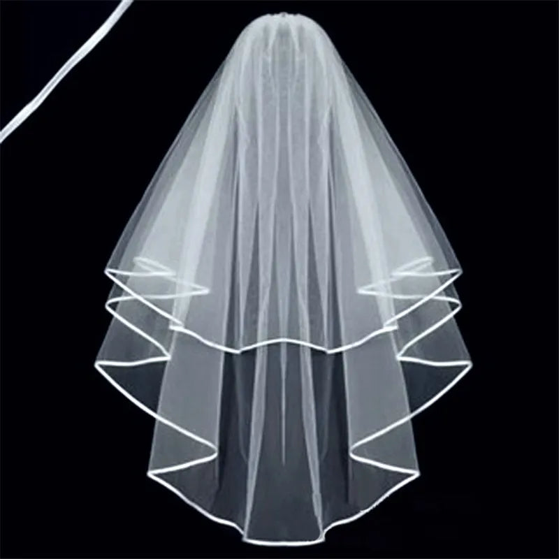 Short Simple Wedding Veil Tulle Two Layer With Comb White Ivory Bridal Veil for Bride for Marriage Wedding Accessories