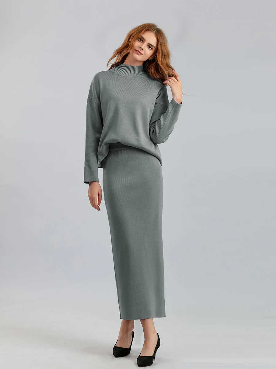 Fall 2024 Women Clothes Women's Custom Cotton Loungewear Ribbed Knitted 2 Two Piece Set Knit Hoodie Sweater Pant Suit for Women
