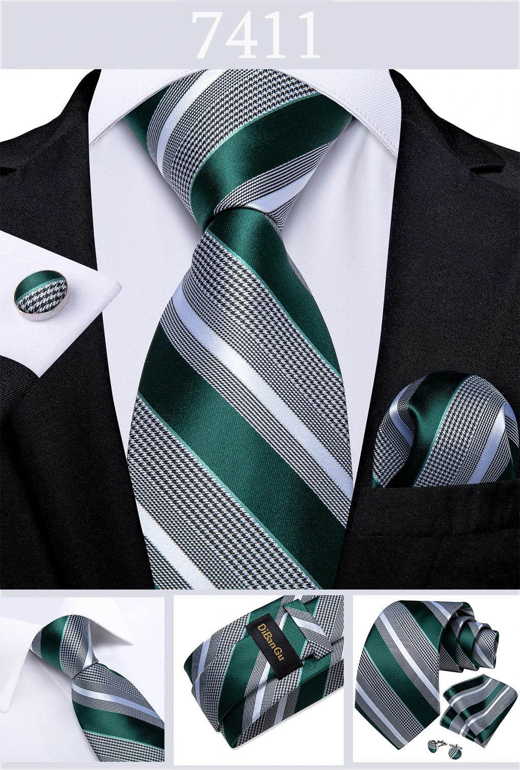 Gold Black Striped Silk Neck Ties