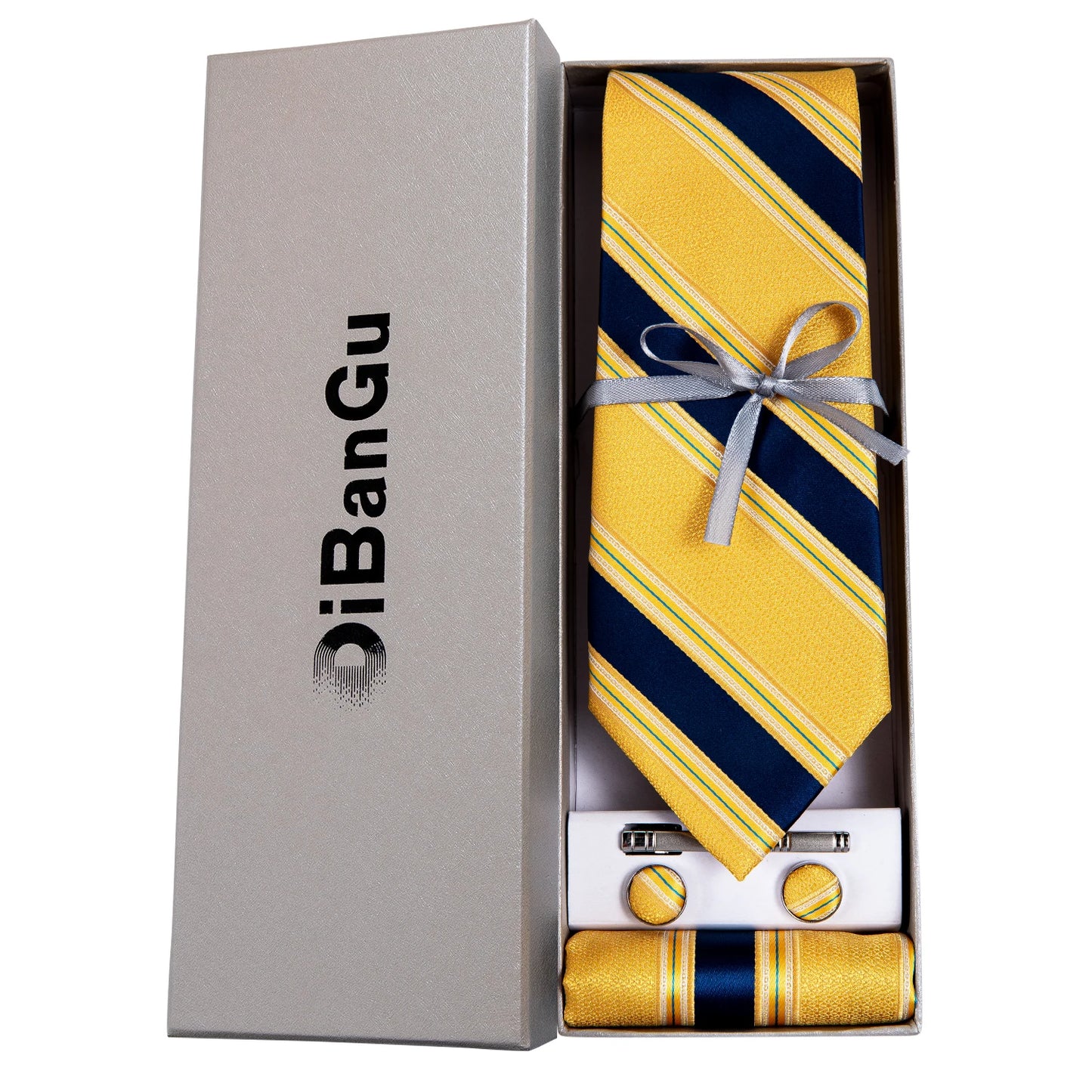 Gold Black Striped Silk Neck Ties