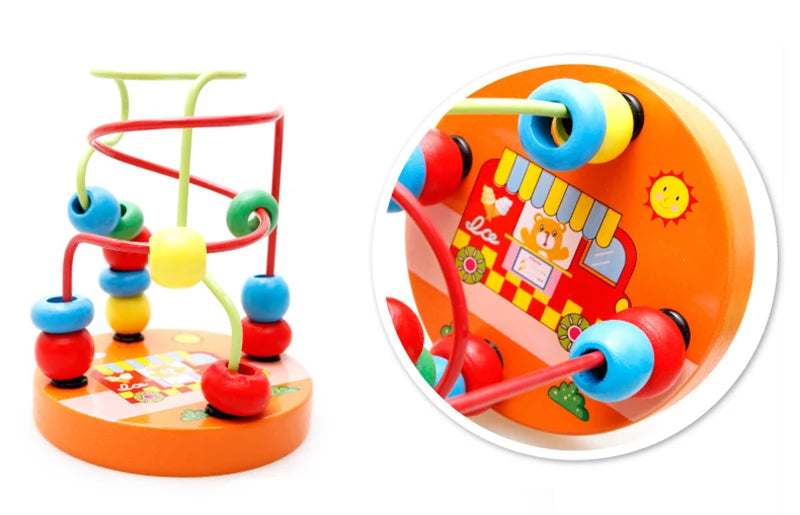 Montessori Wooden Toys Wooden Circles Bead Wire Maze Roller Coaster Toys Educational Wood Puzzles Boys Girls Kid Toy 6 Months