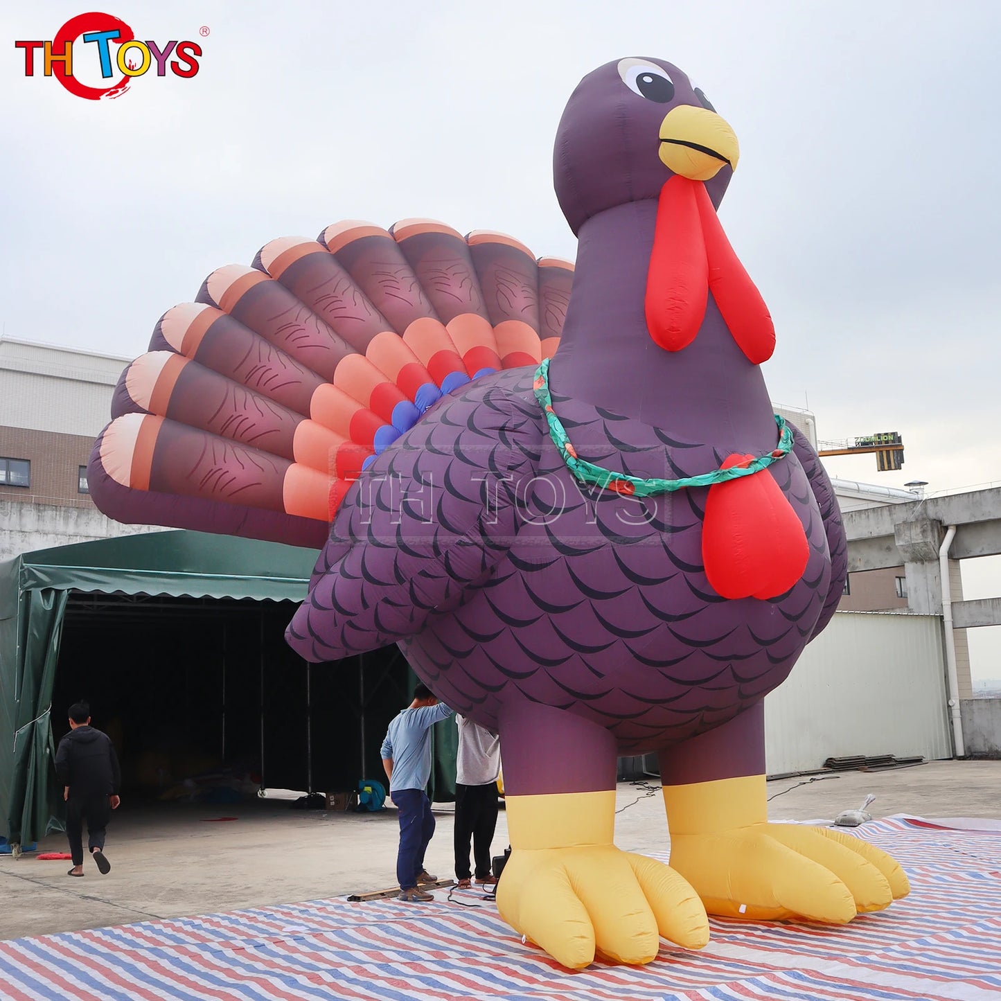 Inflatable Turkey and Pumpkin Ornament Chicken Decoration for Halloween and Thanksgiving Holidays