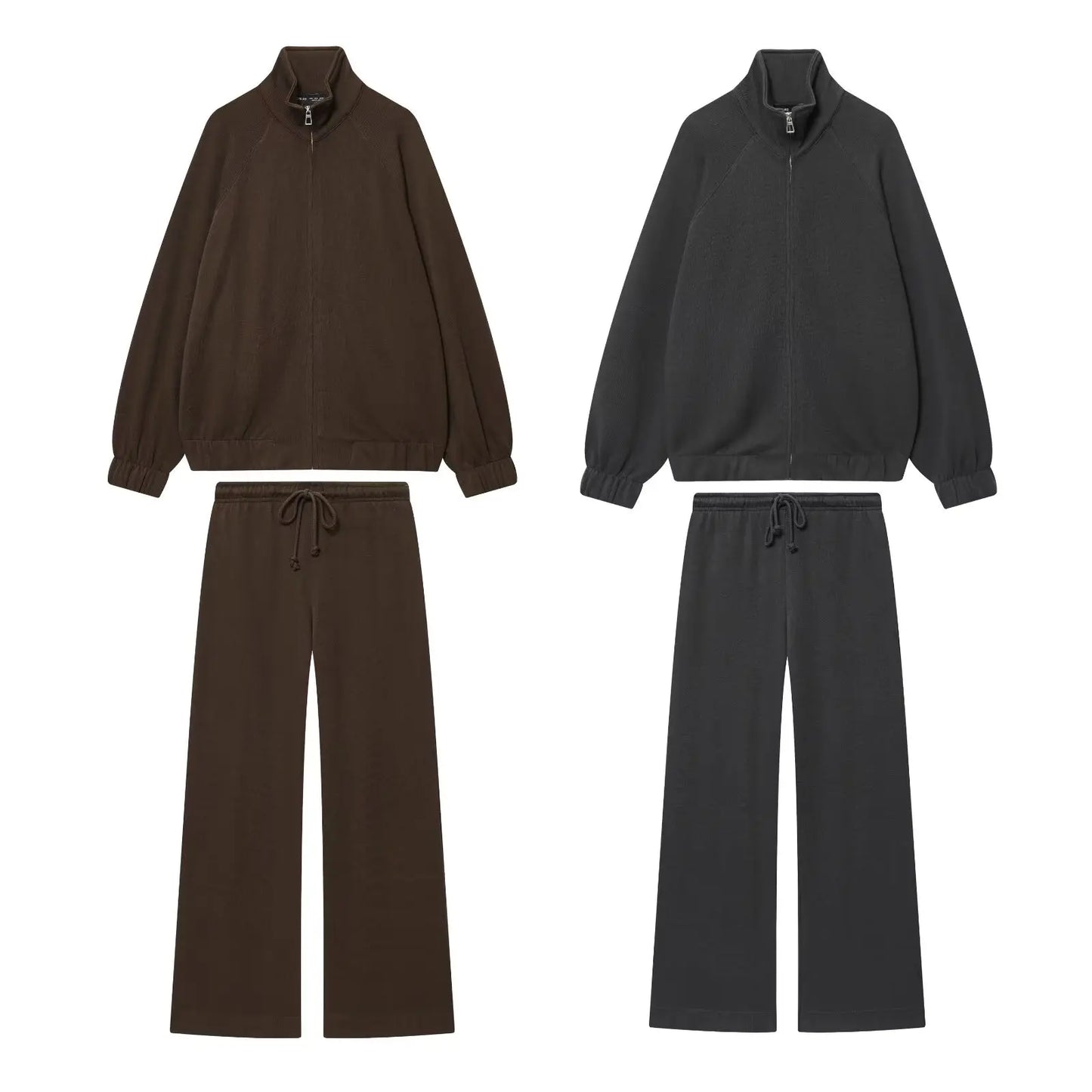 2-piece suit leisure and fashion zipper long sleeve coat+retro ladies' straight pants suit.