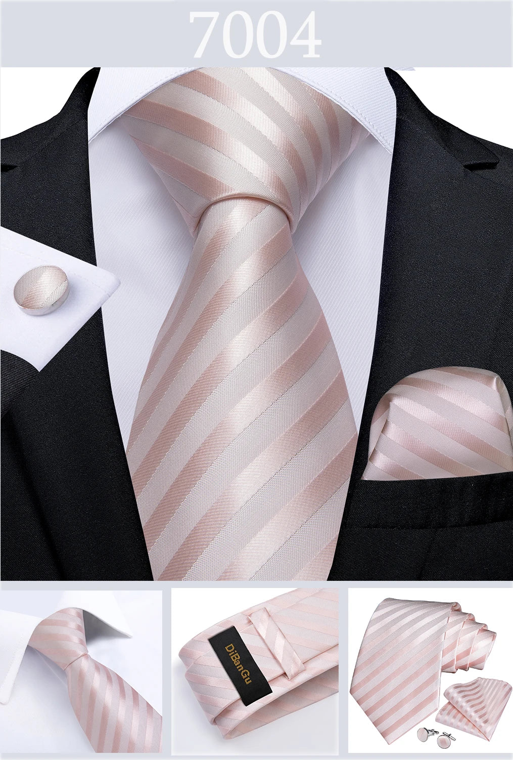 Gold Black Striped Silk Neck Ties