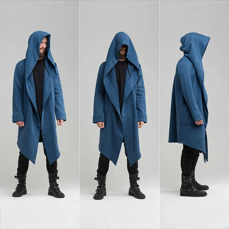 Men's Hooded Cardigan Trench Coat