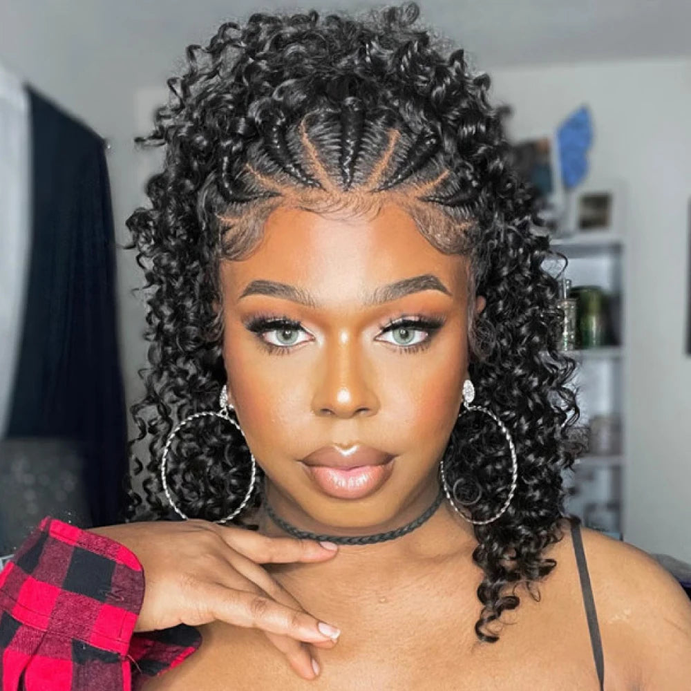 Jennifer 16Inch Braided Wigs Premium Synthetic Fiber Deep Wave Short Bob  Deep Wave Short Bob Braided Wigs