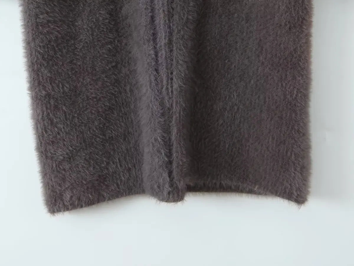 TAOP&ZA 2025 Autumn New Fashion Versatile Loose Buttonless Slim Temperament Long Knitted Cardigan 25077