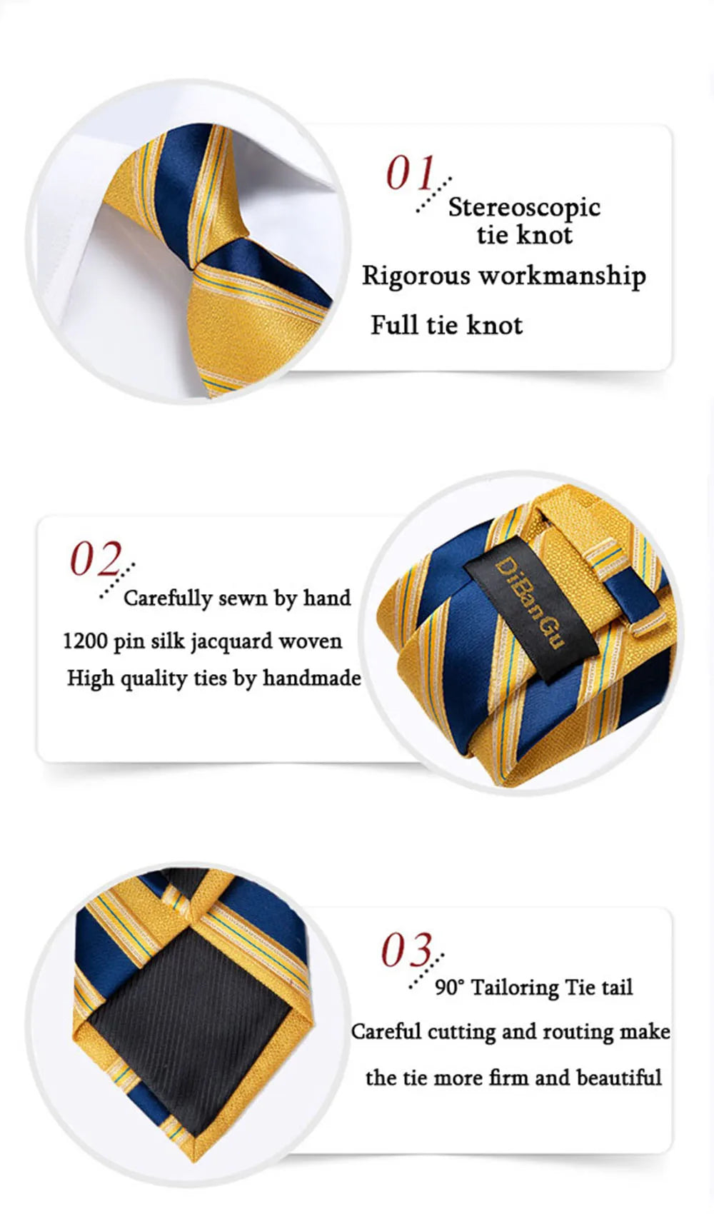 Gold Black Striped Silk Neck Ties