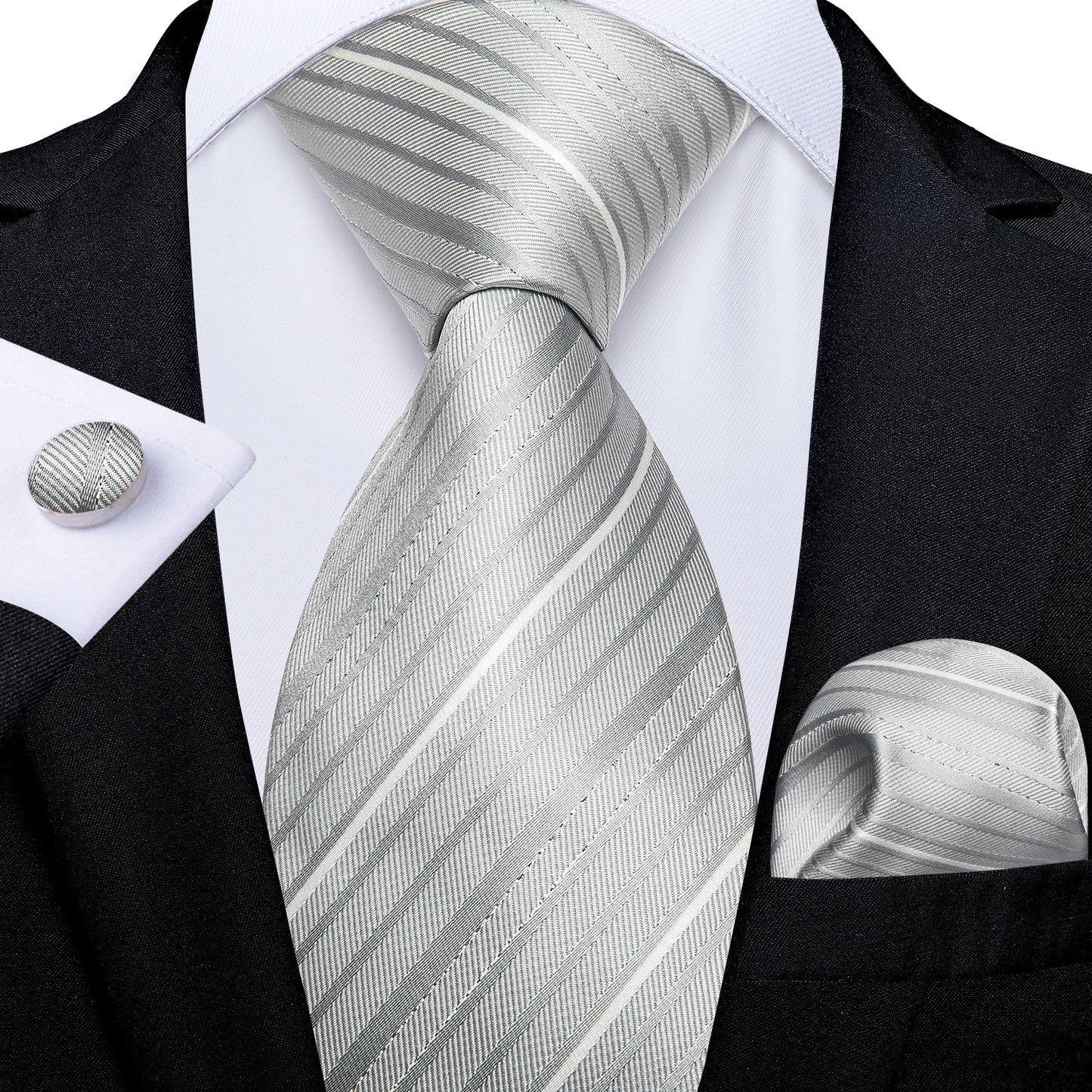 Gold Black Striped Silk Neck Ties