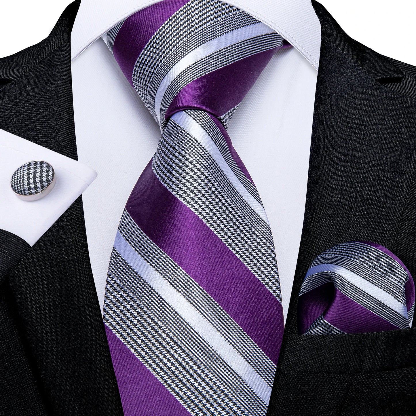 Gold Black Striped Silk Neck Ties