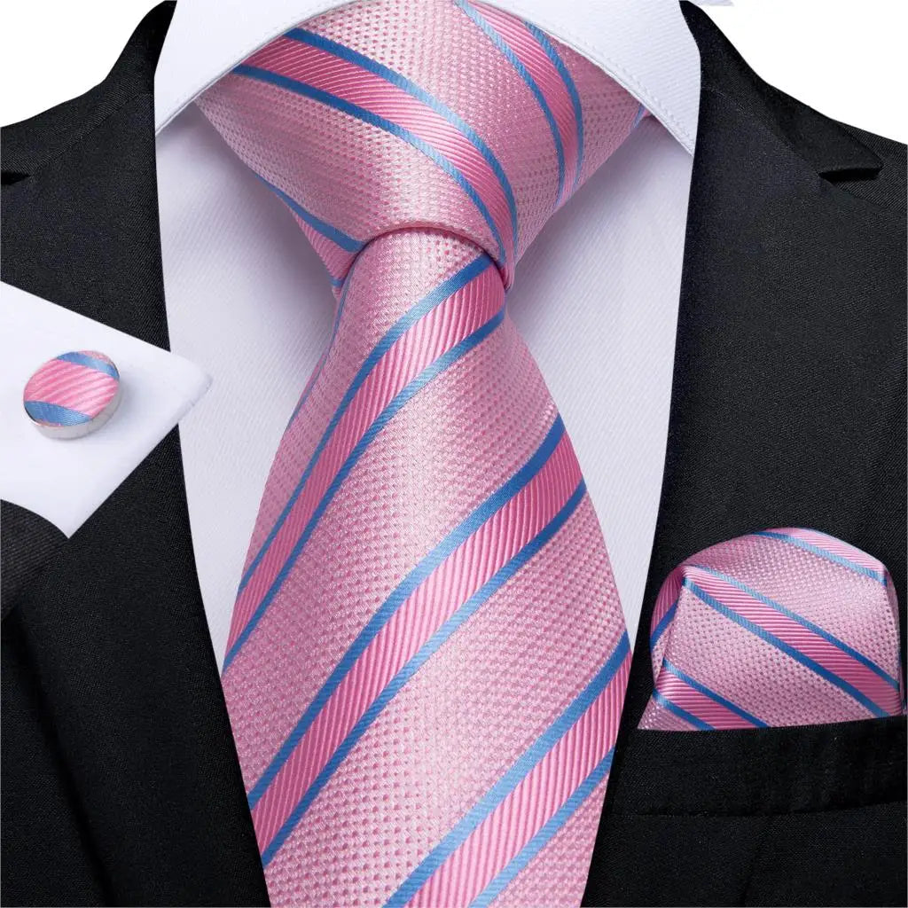 Gold Black Striped Silk Neck Ties