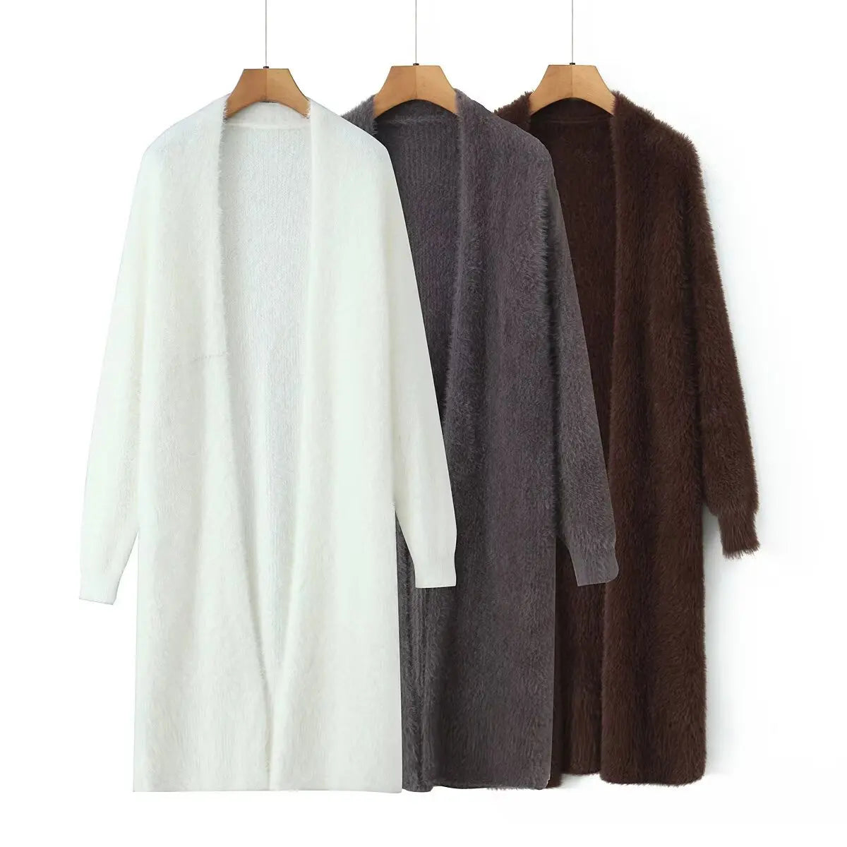TAOP&ZA 2025 Autumn New Fashion Versatile Loose Buttonless Slim Temperament Long Knitted Cardigan 25077
