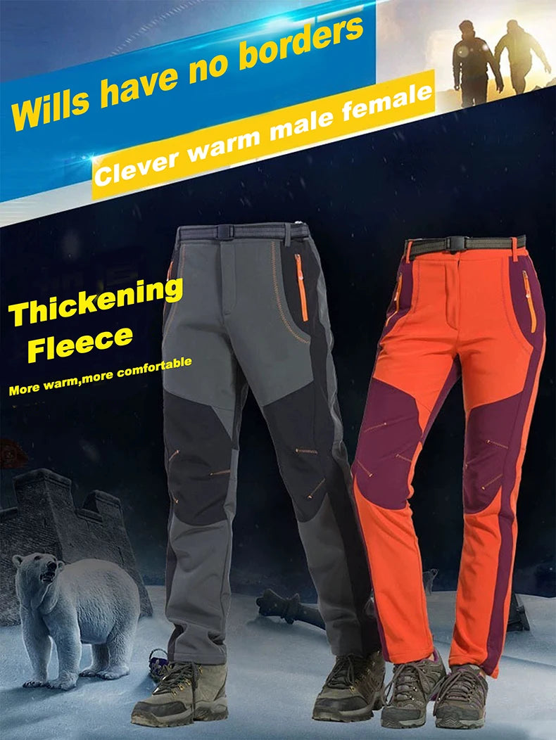 LNGXO Thick Warm Fleece Hiking Pants Men Winter Waterproof Windproof Outdoor  Camping Ski Pants