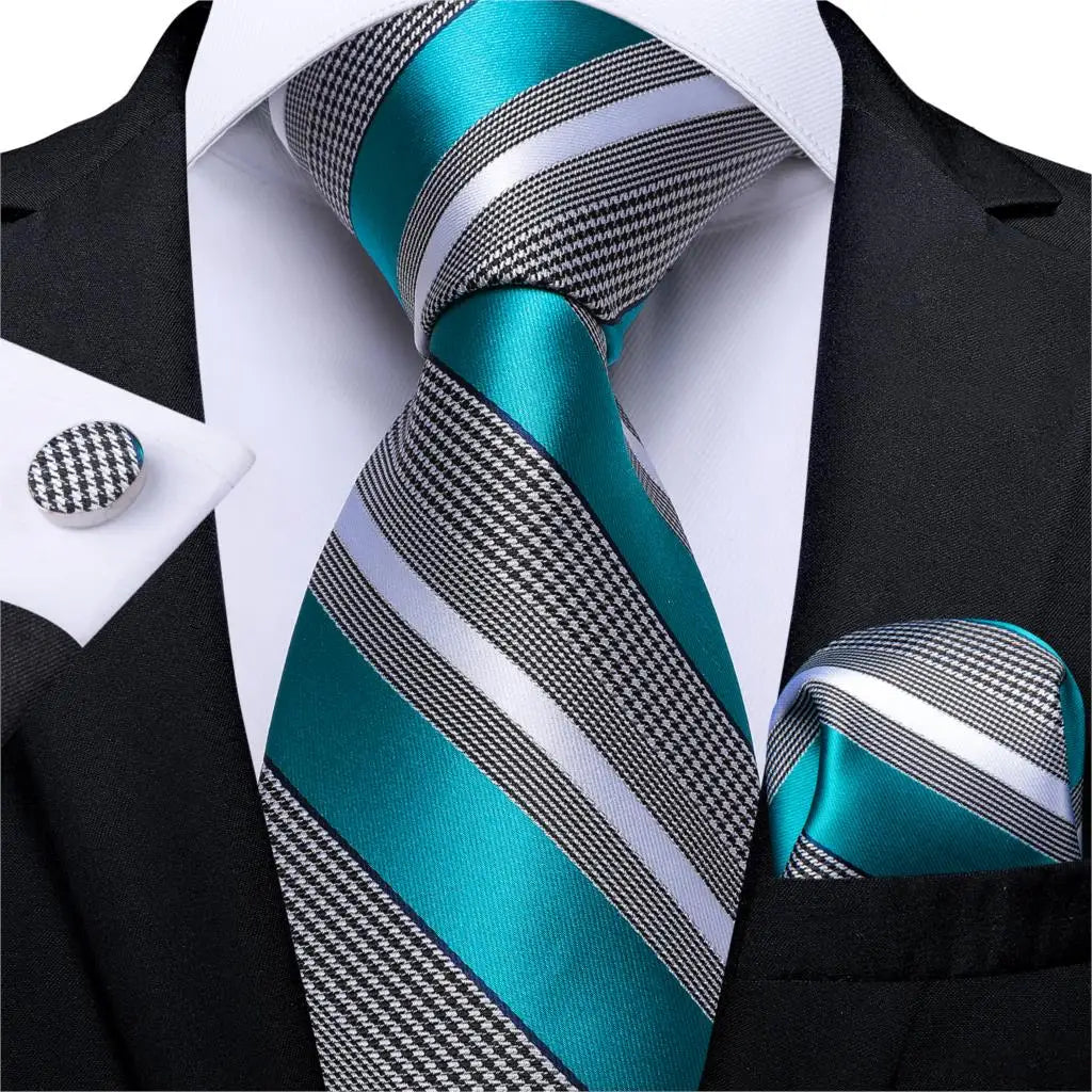 Gold Black Striped Silk Neck Ties