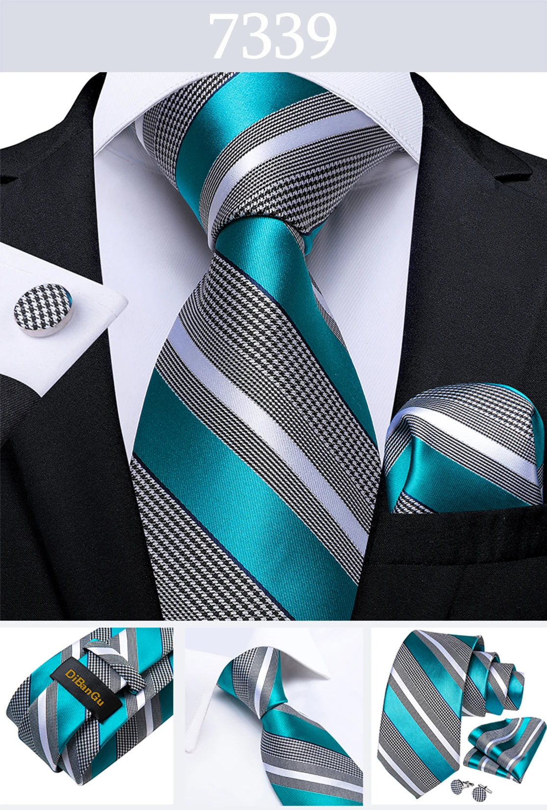 Gold Black Striped Silk Neck Ties